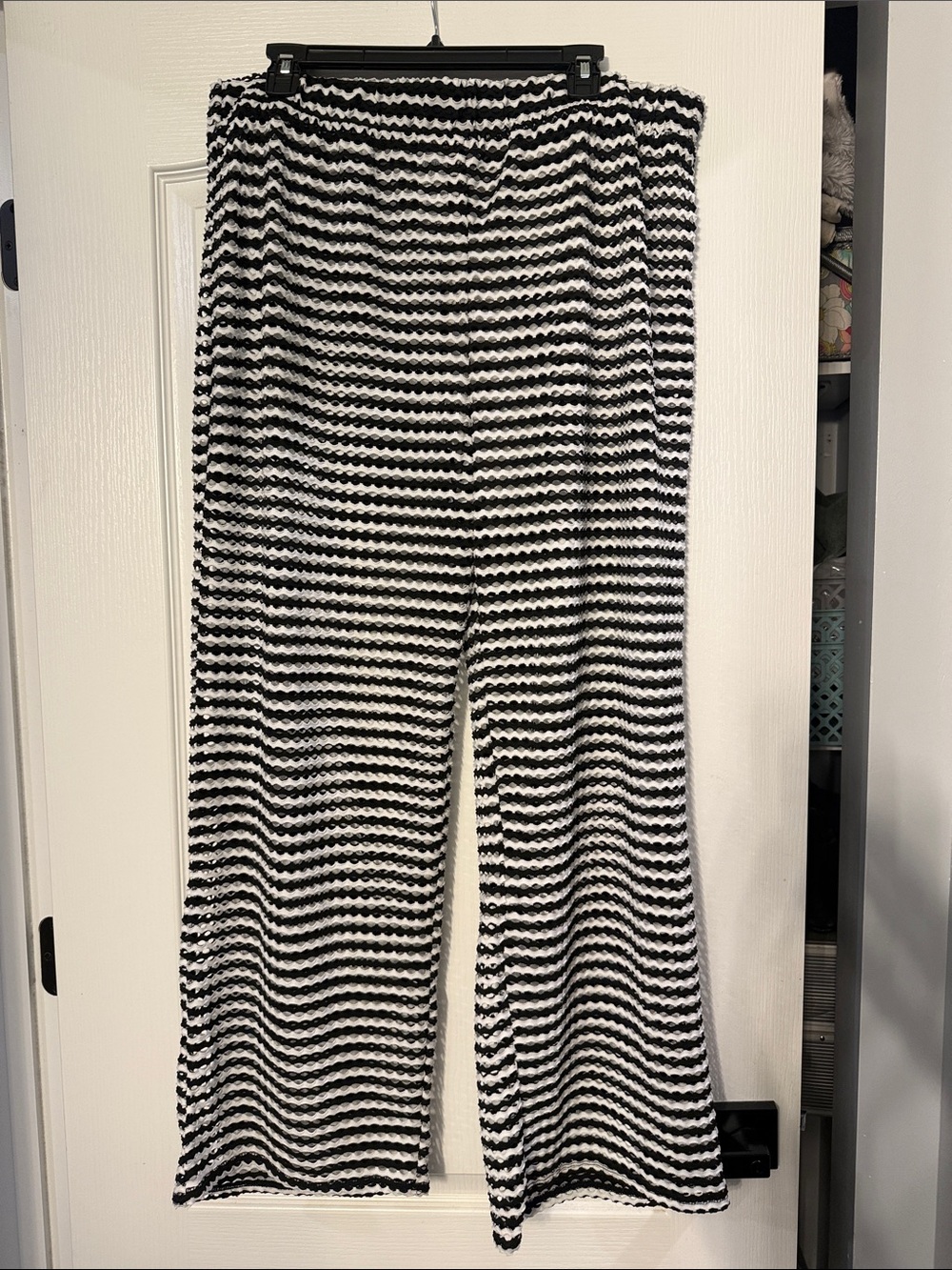Time and Tru Black and White Beach Swim Wide-Leg Pants